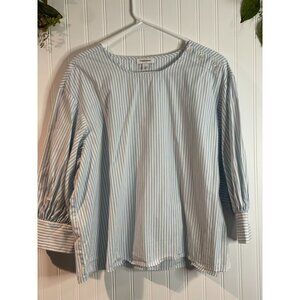 Nordstrom Womens Striped Cotton Blouse With Button Details Size L
